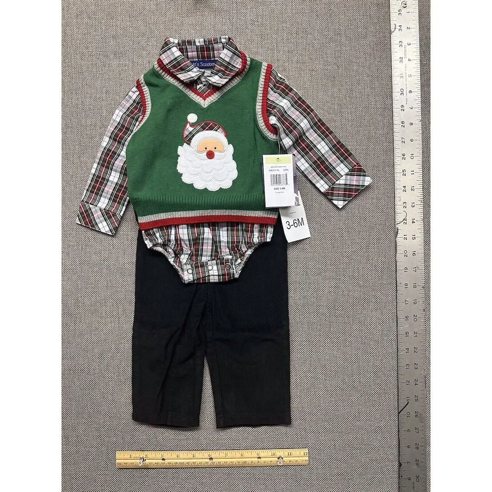 NEW BNWT Bonnie Jean/Matt's Scooter Boys‎ Outfit Clothes Santa Xmas Size 3M-6M